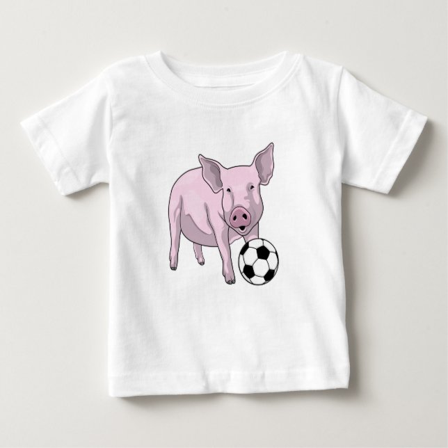 Pig Soccer Player Soccer Baby T-shirt (Vorderseite)
