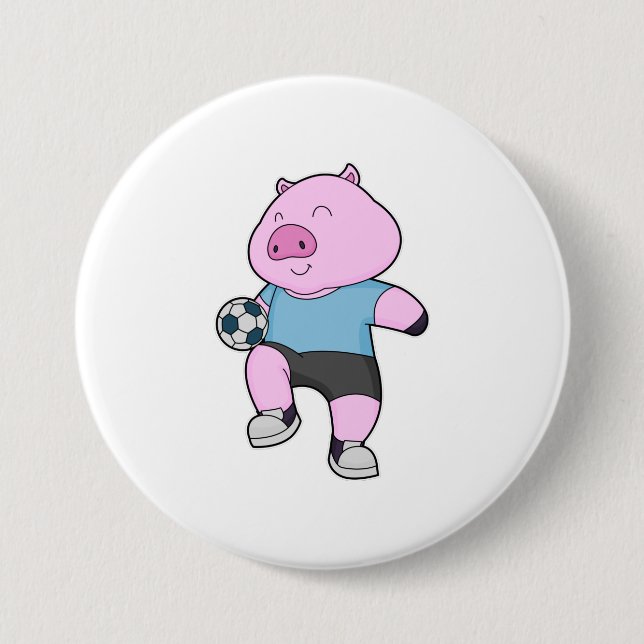 Pig Soccer Player Soccer Button (Vorderseite)