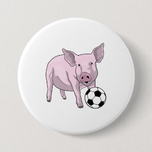 Pig Soccer Player Soccer Button