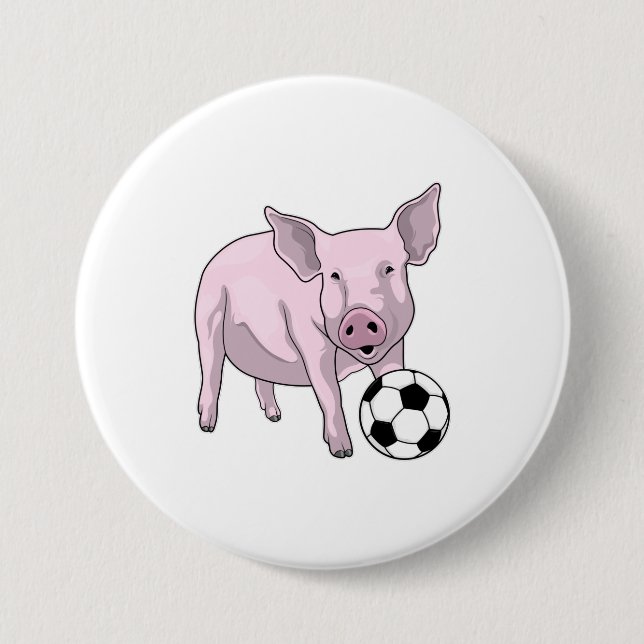 Pig Soccer Player Soccer Button (Vorderseite)
