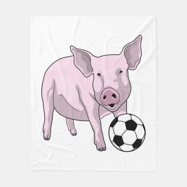 Pig Soccer Player Soccer Fleecedecke (Vorderseite)