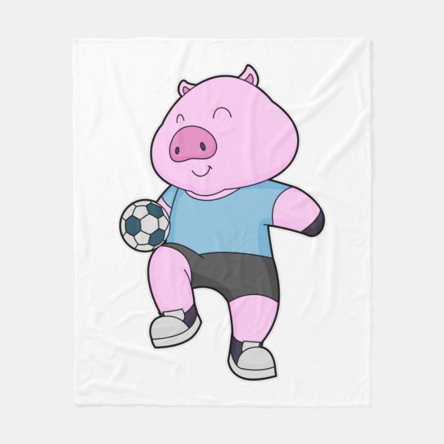 Pig Soccer Player Soccer Fleecedecke (Vorderseite)
