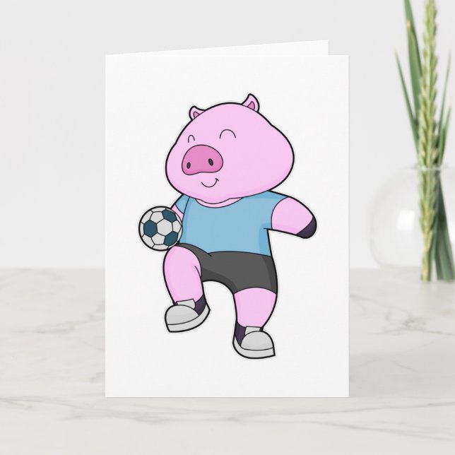Pig Soccer Player Soccer Karte (Vorderseite)