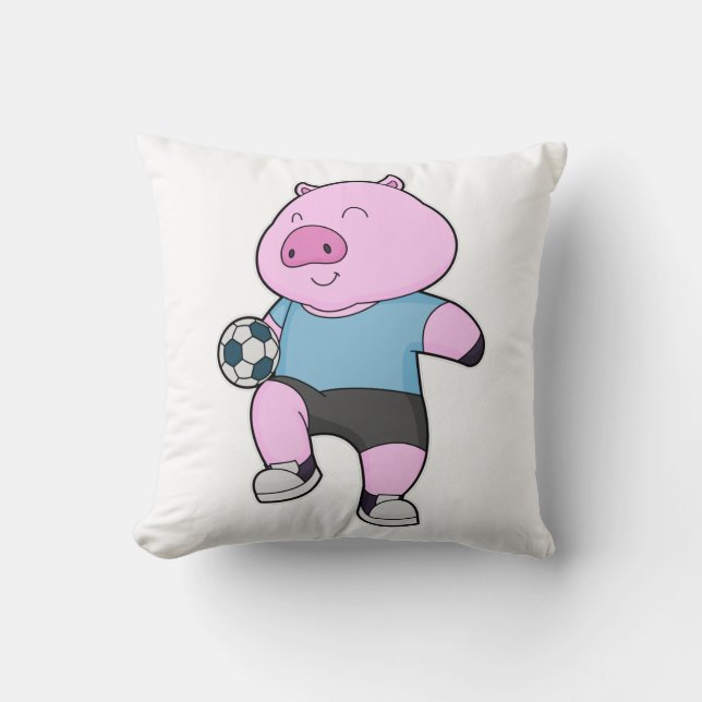 Pig Soccer Player Soccer Kissen (Vorderseite)