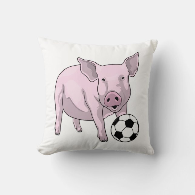 Pig Soccer Player Soccer Kissen (Vorderseite)