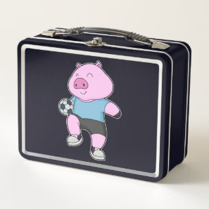 Pig Soccer Player Soccer Metall Brotdose