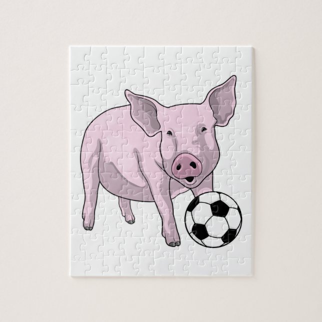 Pig Soccer Player Soccer Puzzle (Vertikal)