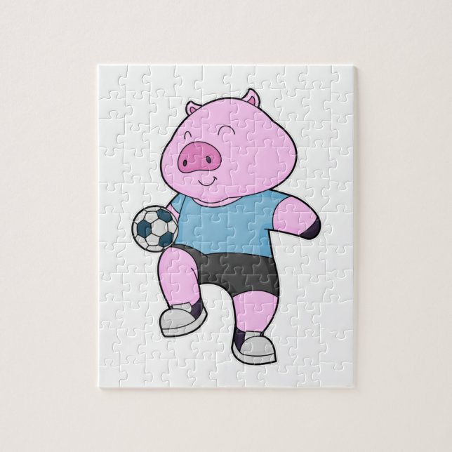 Pig Soccer Player Soccer Puzzle (Vertikal)