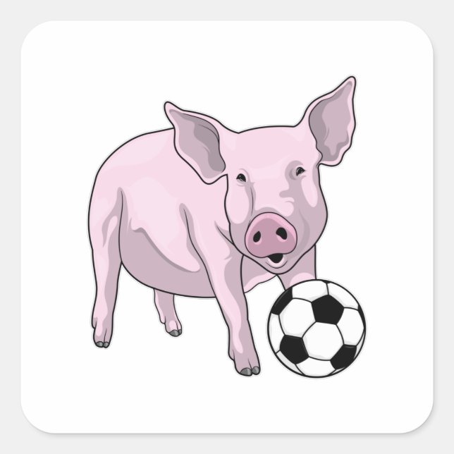 Pig Soccer Player Soccer Quadratischer Aufkleber (Vorderseite)