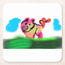 Pig spring rechteckiger pappuntersetzer