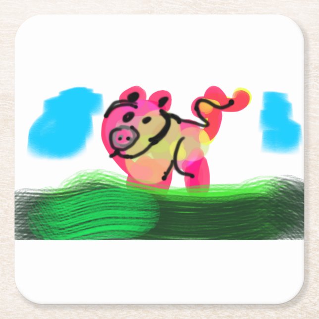 Pig spring  rechteckiger pappuntersetzer (Vorderseite)