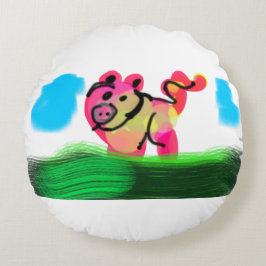 Pig spring rundes kissen