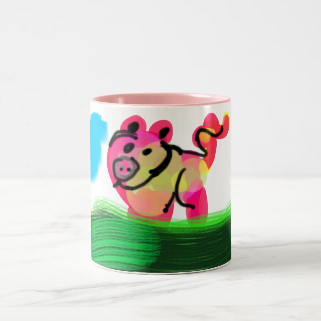 Pig spring  zweifarbige tasse (Mittel)