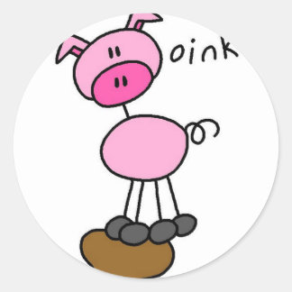 Pig-Strichmännchen-Aufkleber Runder Aufkleber