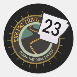 Pig Trail Highway 23 Arkansas Motorrad Road Runder Aufkleber