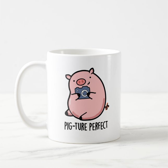 Pig-ture Perfect Funny Fotografy Pig Pun Kaffeetasse (Links)