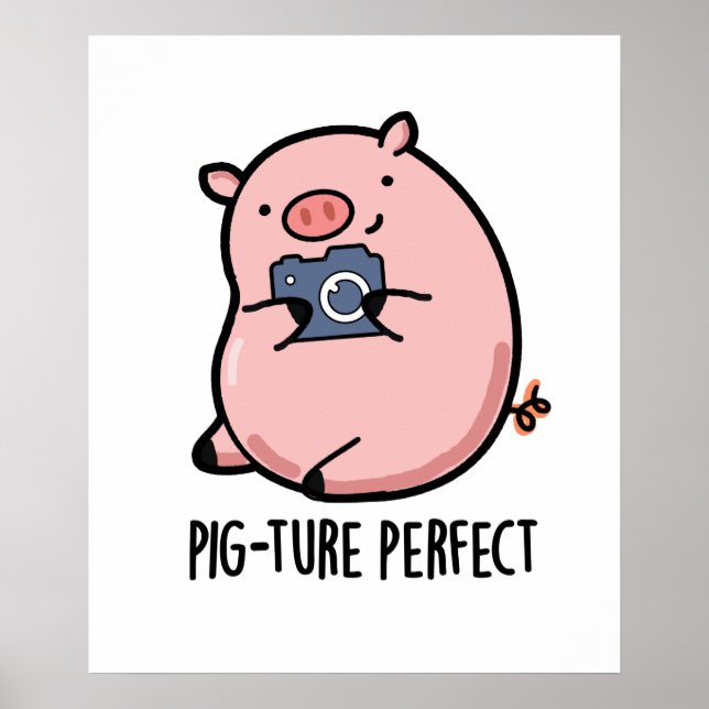 Pig-ture Perfect Funny Fotografy Pig Pun Poster (Vorne)