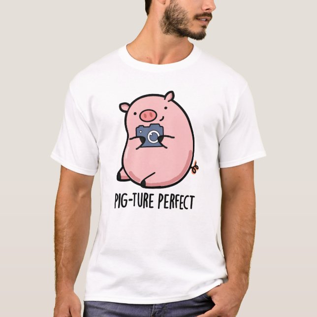 Pig-ture Perfect Funny Fotografy Pig Pun T-Shirt (Vorderseite)