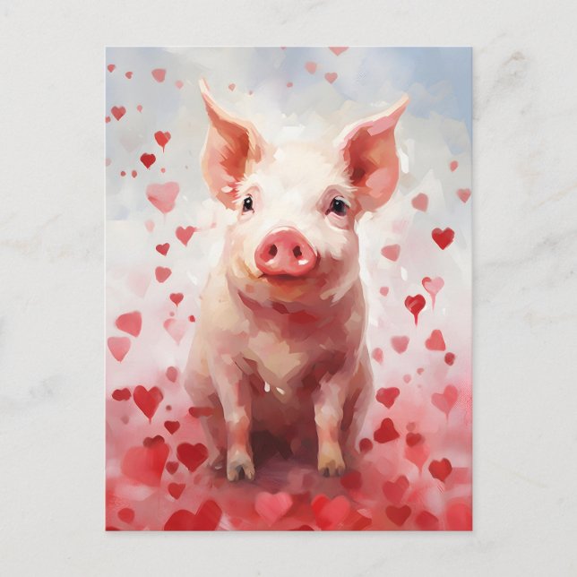Pig-Valentinstag Postkarte (Vorderseite)