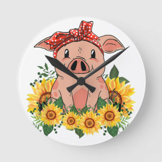 Pig Wall Clock Art Wohngestaltung Pig Lover Runde Wanduhr