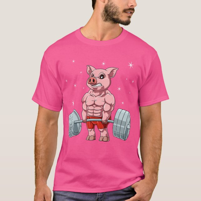 Pig Weightlifting Fitness Gym For A Animal Lover T-Shirt (Vorderseite)