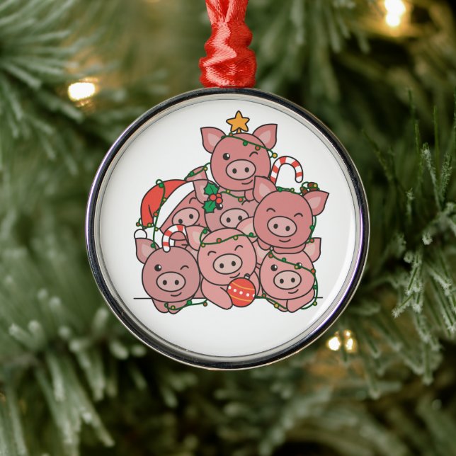 Pig Weihnachtsbaum Funny Animal Christmas Keramik Ornament Aus Metall (Baum)