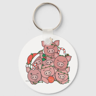 Pig Weihnachtsbaum Funny Animal Christmas Schlüsse Schlüsselanhänger