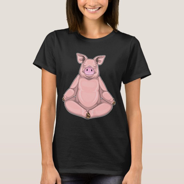 Pig Yoga Fitness Meditation T-Shirt (Vorderseite)