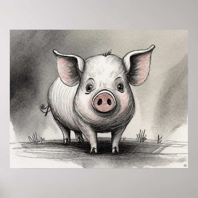 Pig Zeichn - Archivkunstdruck Poster (Vorne)