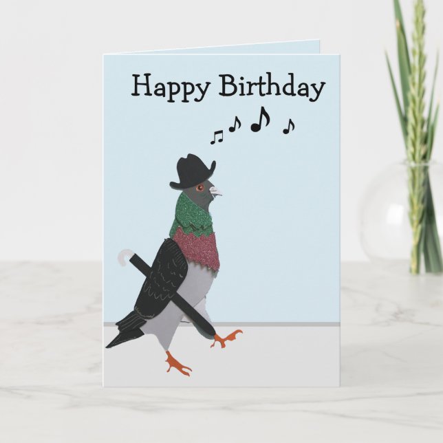 Pigeon About Town Funny Birthday Karte (Vorderseite)