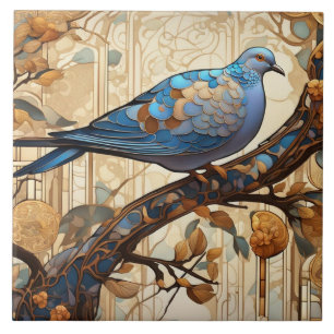 Pigeon Art Nouveau Art Deco Bird Fliese