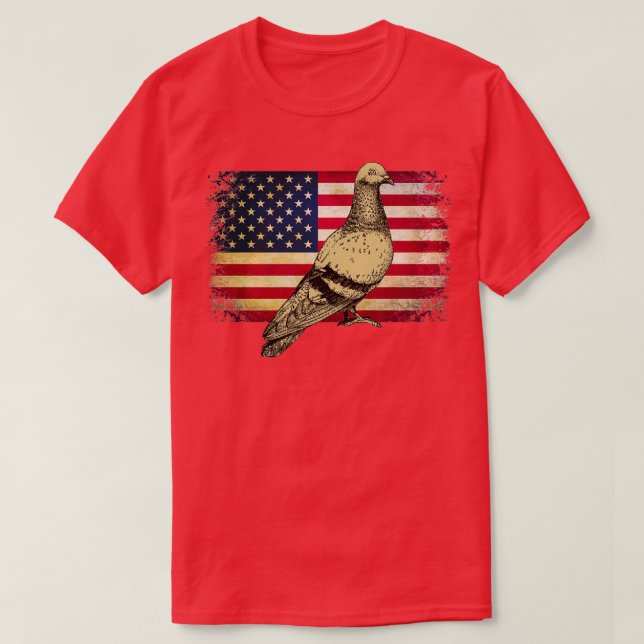 Pigeon Bird 4. Juli Amerikanische Flagge 2 T-Shirt (Design vorne)