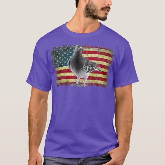 Pigeon Bird American Flag 4. Juli USA T-Shirt (Vorderseite)