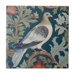 Pigeon Bird William Morris Stil Direkt gegenüber Fliese