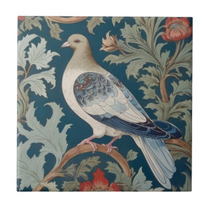 Pigeon Bird William Morris Stil Links gegenüber Fliese