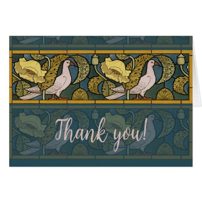 Pigeon Blue Yellow Fish Art Nouveau (Vorderseite (Horizontal))