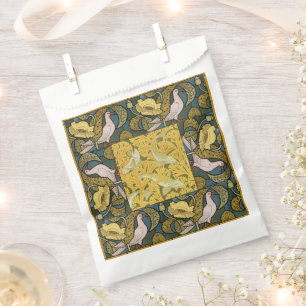 Pigeon Blue Yellow Fish Art Nouveau Geschenktütchen