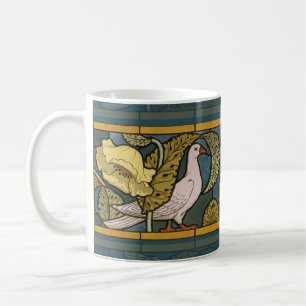 Pigeon Blue Yellow Fish Art Nouveau Kaffeetasse