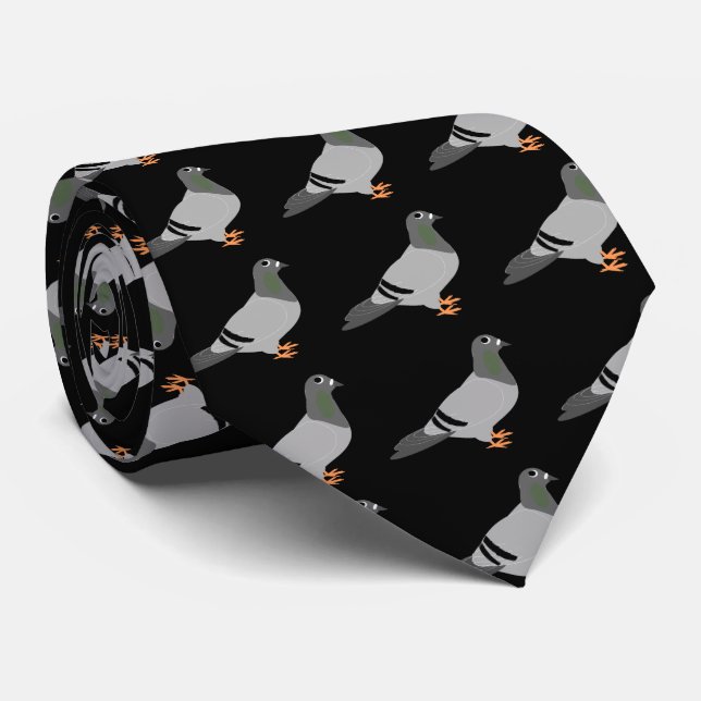 Pigeon Design Black Krawatte (Gerollt)