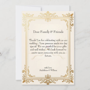 Pigeon Elegant Luxury Gold Wedding Dankeskarte