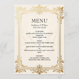 Pigeon Elegant Luxury Gold Wedding Menükarte