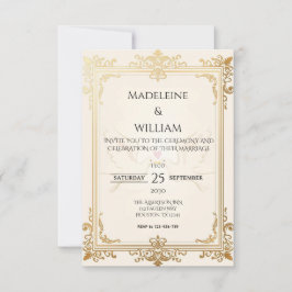 Pigeon Elegant Luxury Gold Wedding RSVP Karte