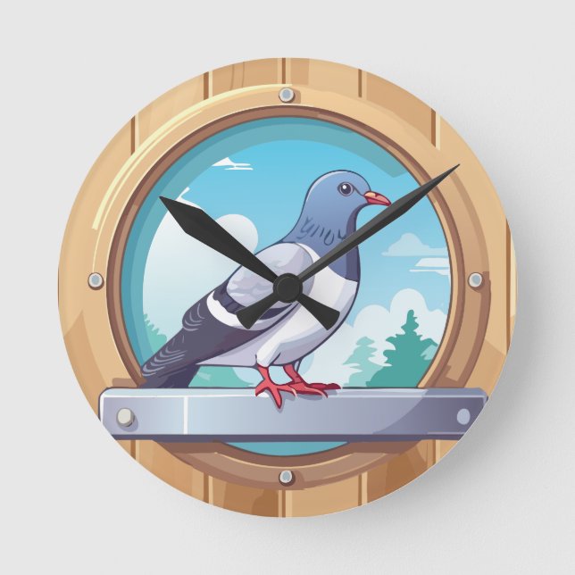 Pigeon Fancier Runde Wanduhr (Vorderseite)