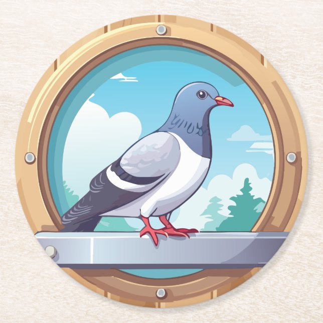 Pigeon Fancier Runder Pappuntersetzer (Vorderseite)