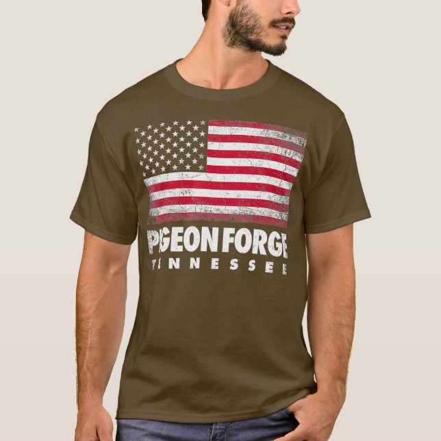 Pigeon Forge Tennessee 4. Juli Amerikanische Flagg T-Shirt (Vorderseite)