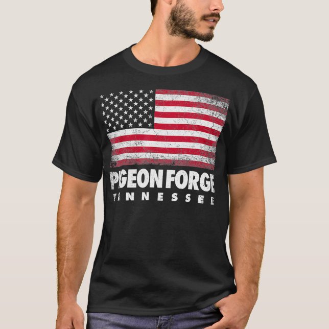 Pigeon Forge Tennessee 4. Juli Amerikanische Flagg T-Shirt (Vorderseite)