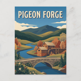 Pigeon Forge Tennessee Mühle Retro Vintage Poster Postkarte