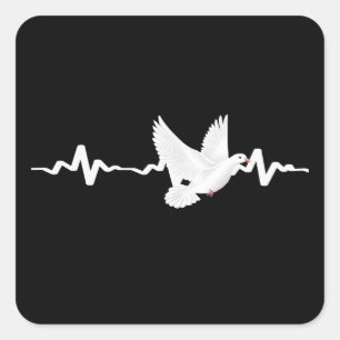 Pigeon Heartbeat Quadratischer Aufkleber