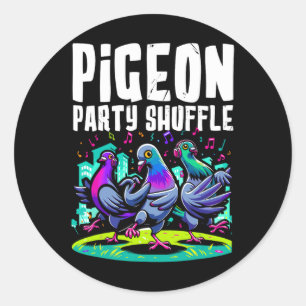 Pigeon Party Shuffle Dance Moves Funny Bird Dancer Runder Aufkleber