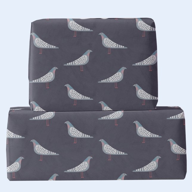 Pigeon Pattern Geschenkpapier (Fun pigeon bird pattern dark gift wrapping paper)